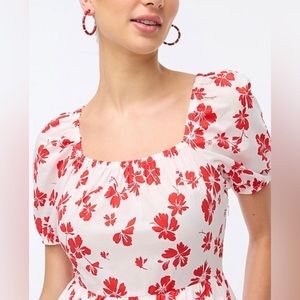 Jcrew Factory. Red floral. Puff sleeved dress.